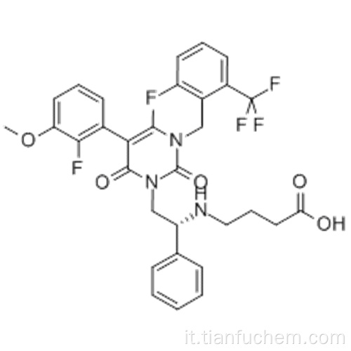 Acido butanoico, 4 - [[(1R) -2- [5- (2-fluoro-3-metossifenil) -3 - [[2-fluoro-6- (trifluorometil) fenil] metil] -3,6-diidro- 4-metil-2,6-diosso-1 (2H) -p CAS 834153-87-6